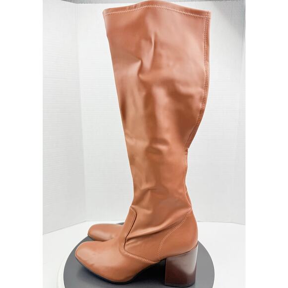 FRANCO SARTO Talfer Womens Size 9.5M Tall Knee High Heeled Brown Leather Boots - Picture 1 of 13